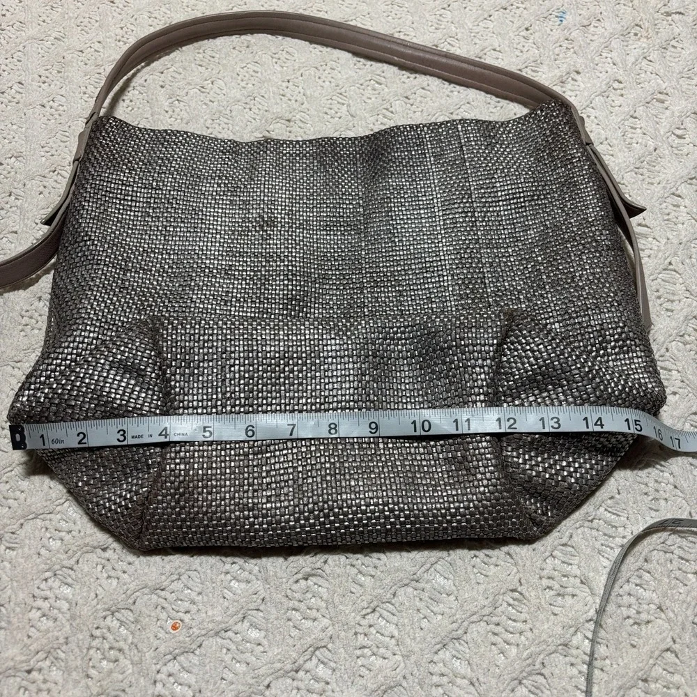 COLE HAAN Leather‎ Metallic Woven Shoulder Bag Hobo Bronze